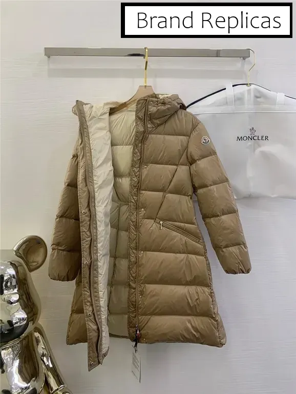 Moncler waist hooded long down jacket